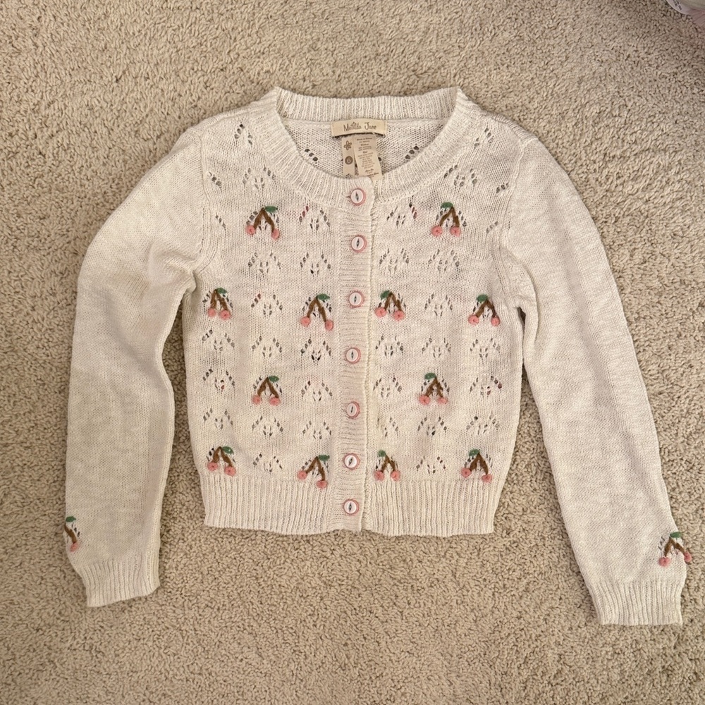 Matilda Jane Cream Cardigan with Pink Cherry Accents